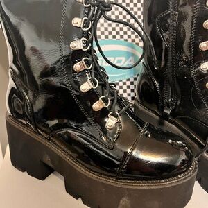 Black Patent Leather Platform Boots